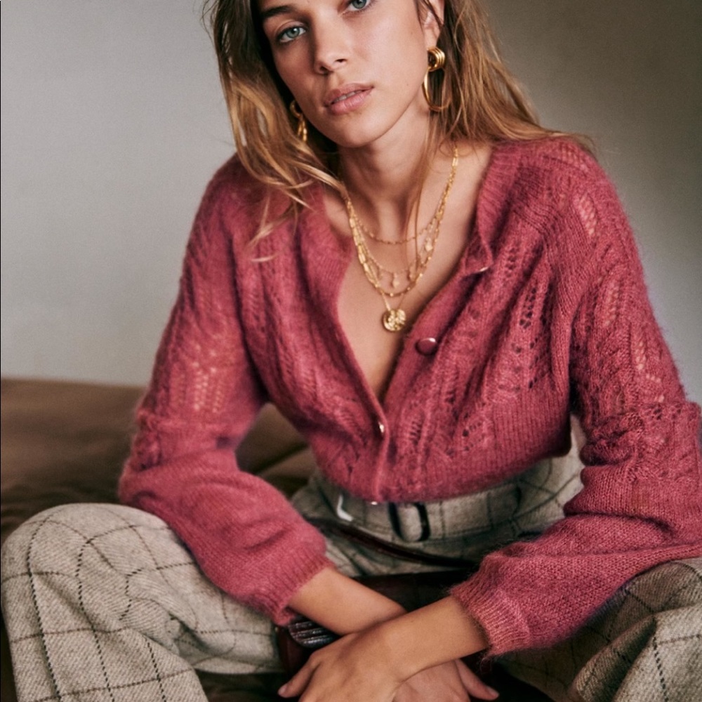 Sezane Rosewood Tonio Sweater Cardigan